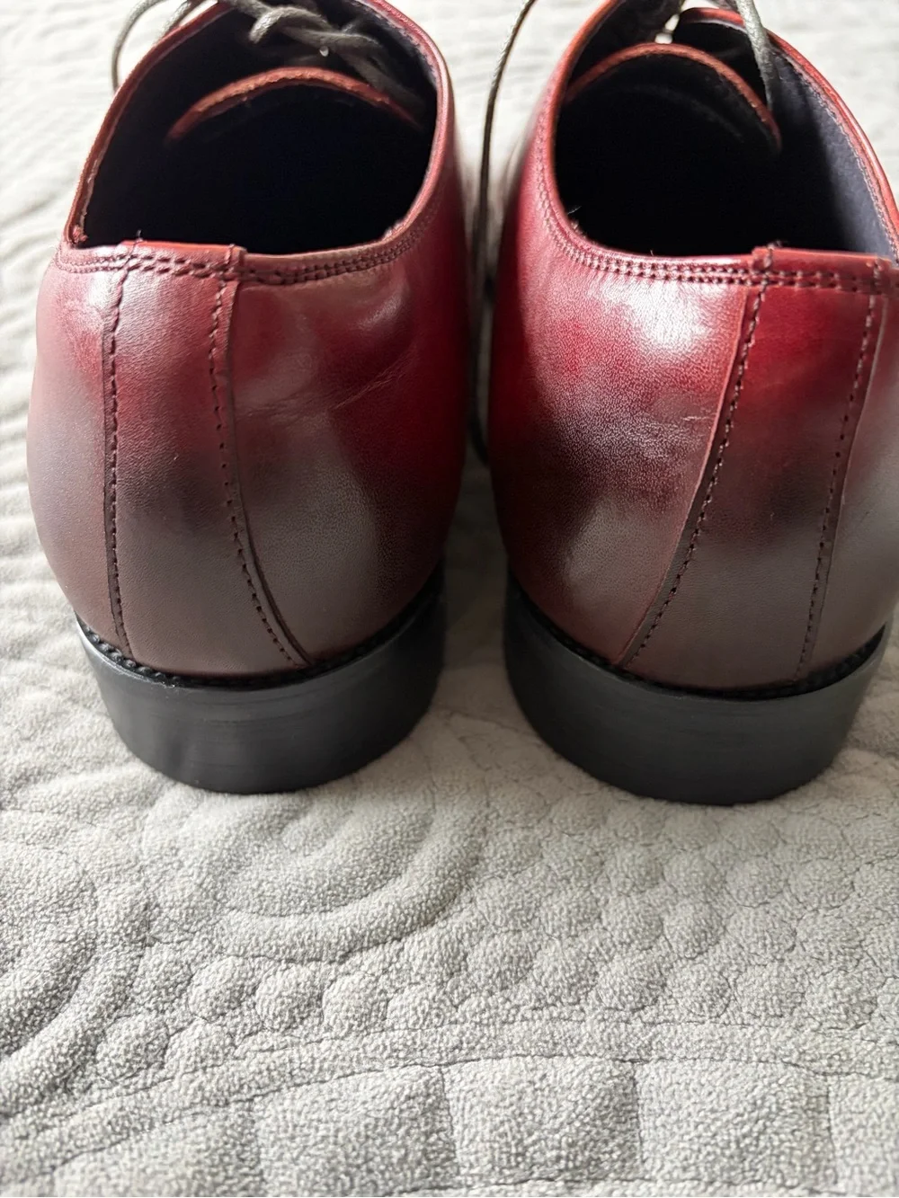 Men's Burgundy Leather Derby Shoes — Classic Lace-Up Dress Oxfords